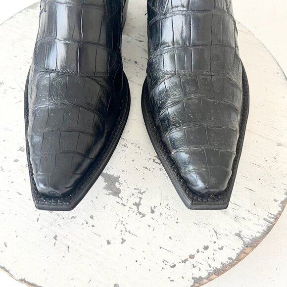 Rod Patrick Womens Pull on Shoes 5.5C Black Caiman Western Loafers Pointed Toe - Picture 6 of 9